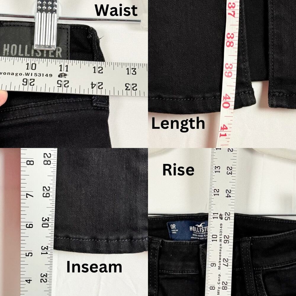 New Hollister Dark Wash Denim High Rise Flare soft Stretch Jeans W24 L31 Casual - Picture 8 of 9